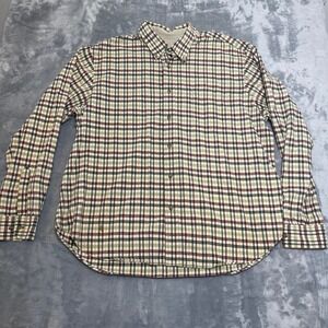 Eddie‎ Bauer Mens Plaid Long Sleeve Size XL Button Up Shirt Khaki Green Red